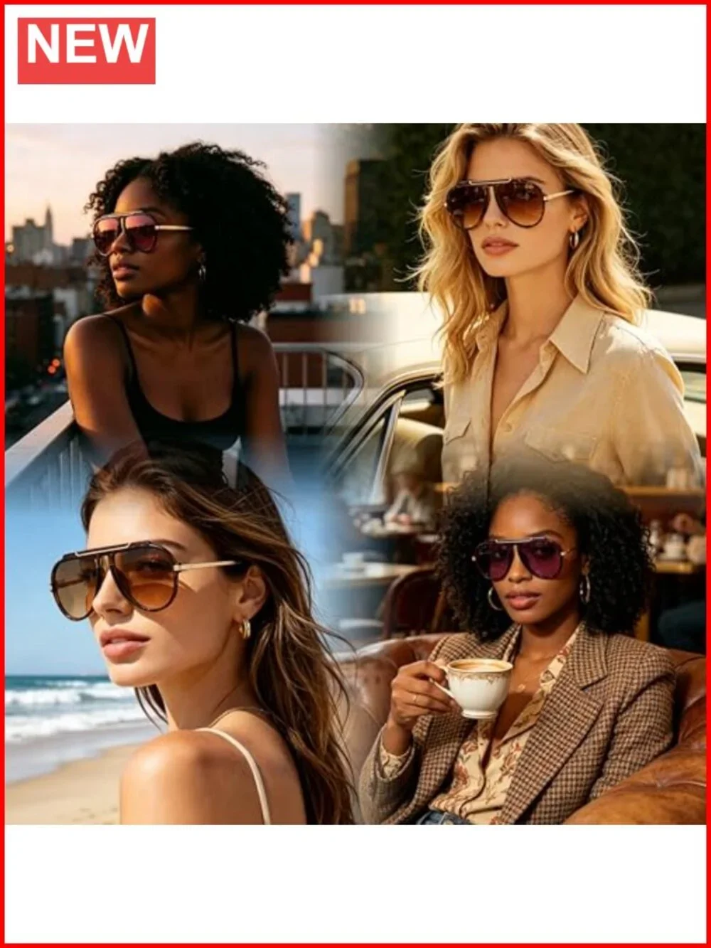 Oversized Aviator Sunglasses Retro 70s Vintage Metal Shades Unisex Adults